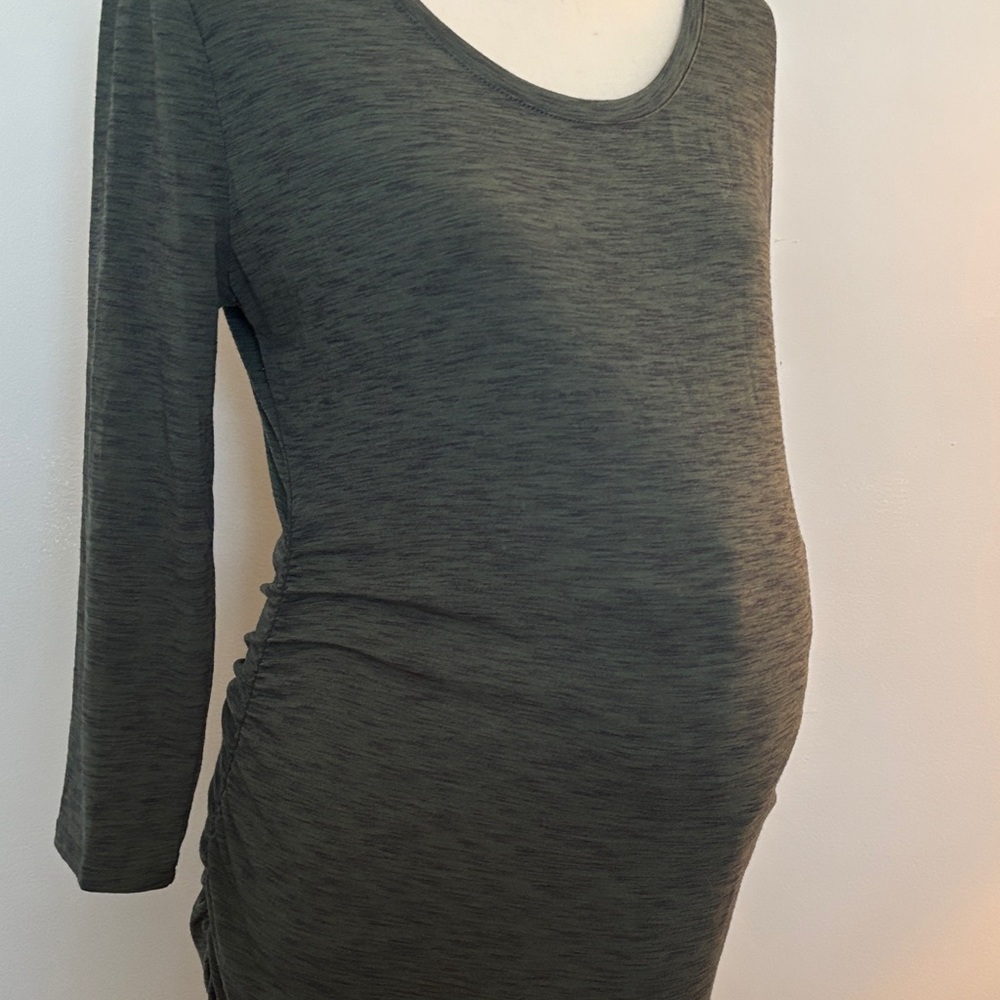 Maternity Olive Green Long Sleeve Dress - Picture 5 of 8